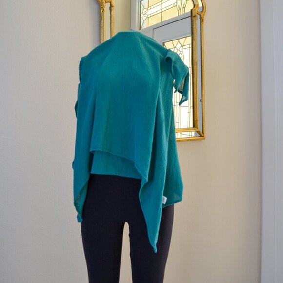 Fiaga Mexico Women Green Handkerchief Tunic Top Bell Shape Open Sleeves Cotton S - Picture 10 of 13